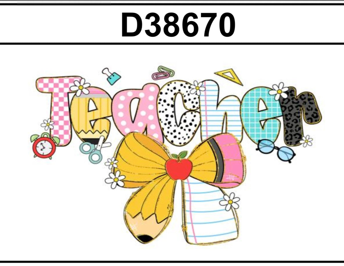 Tumbler Wrap/Decal - Teacher Bow