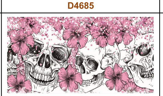 Tumbler Wrap/Decal - skull floral
