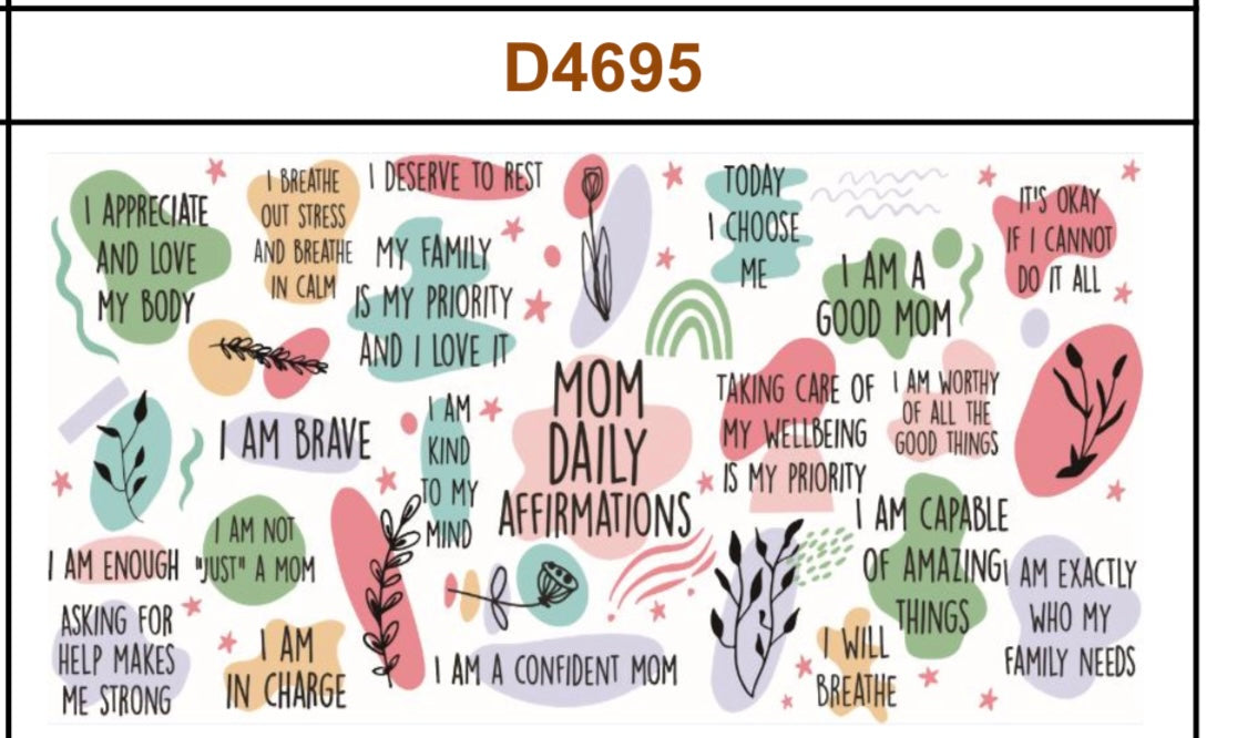 Tumbler Wrap/Decal - daily mom affirmations