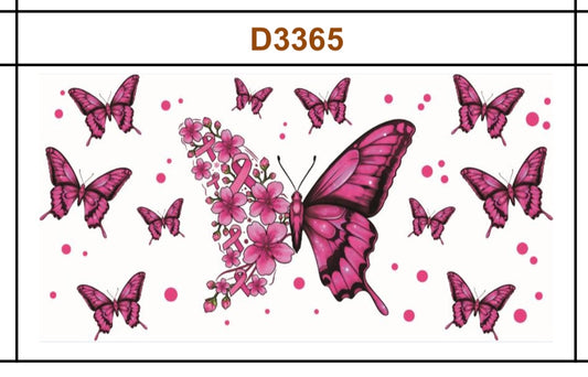 Tumbler Wrap/Decal - Butterfly cancer ribbon