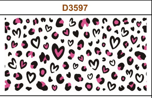 Tumbler Wrap/Decal -pink heart animal print