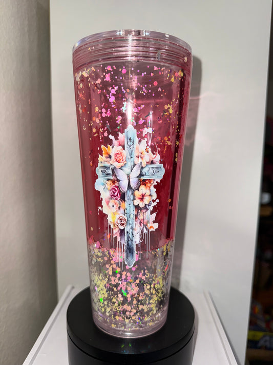 24oz cross cup-clear lava premade cup