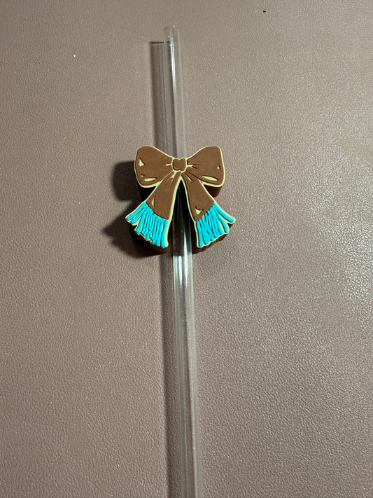 Custom Straw Topper-brown bow