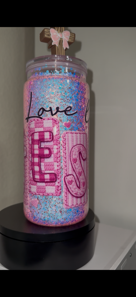 Love Like Jesus- Dry Glitter premade cup