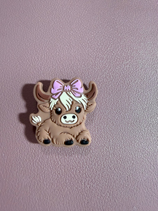 Pink Bow Highland Cow Focal