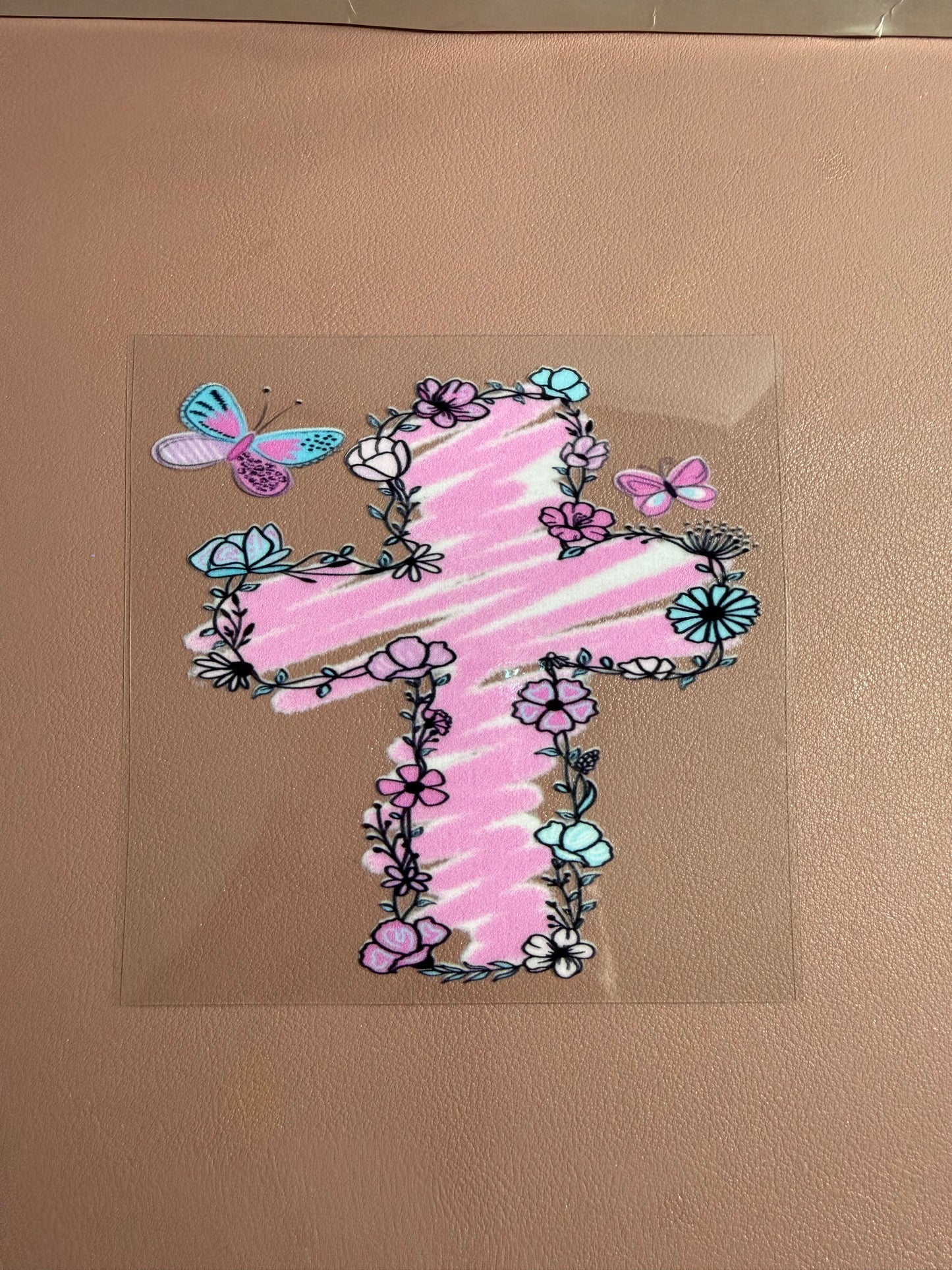 Tumbler Wrap/Decal-pink cross