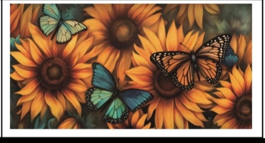 Tumbler Wrap/Decal -bright floral butterfly