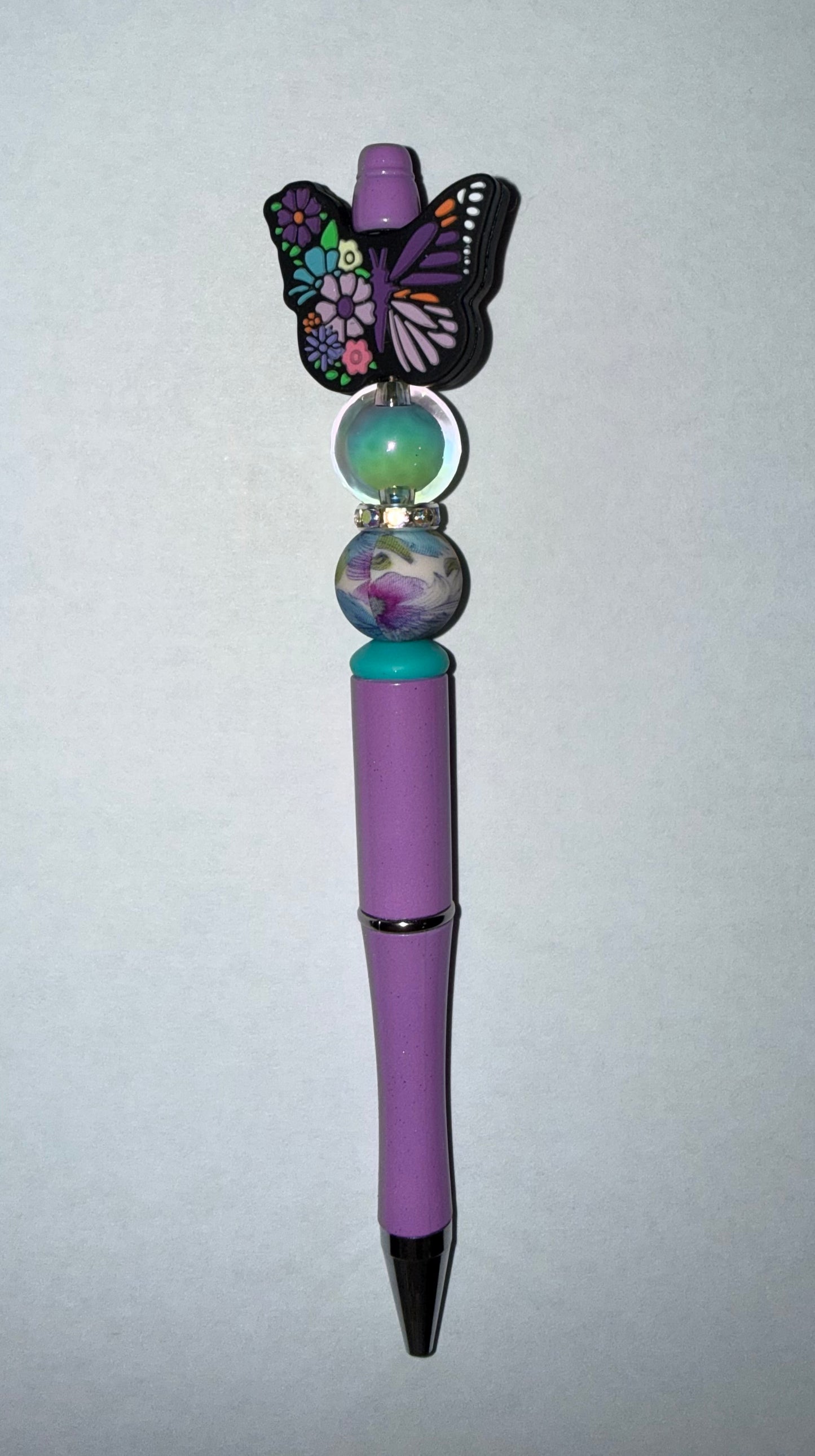 Purple butterfly premade pen