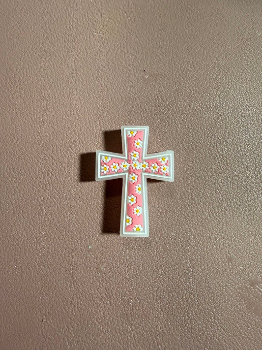 Light Pink Floral Cross Focal