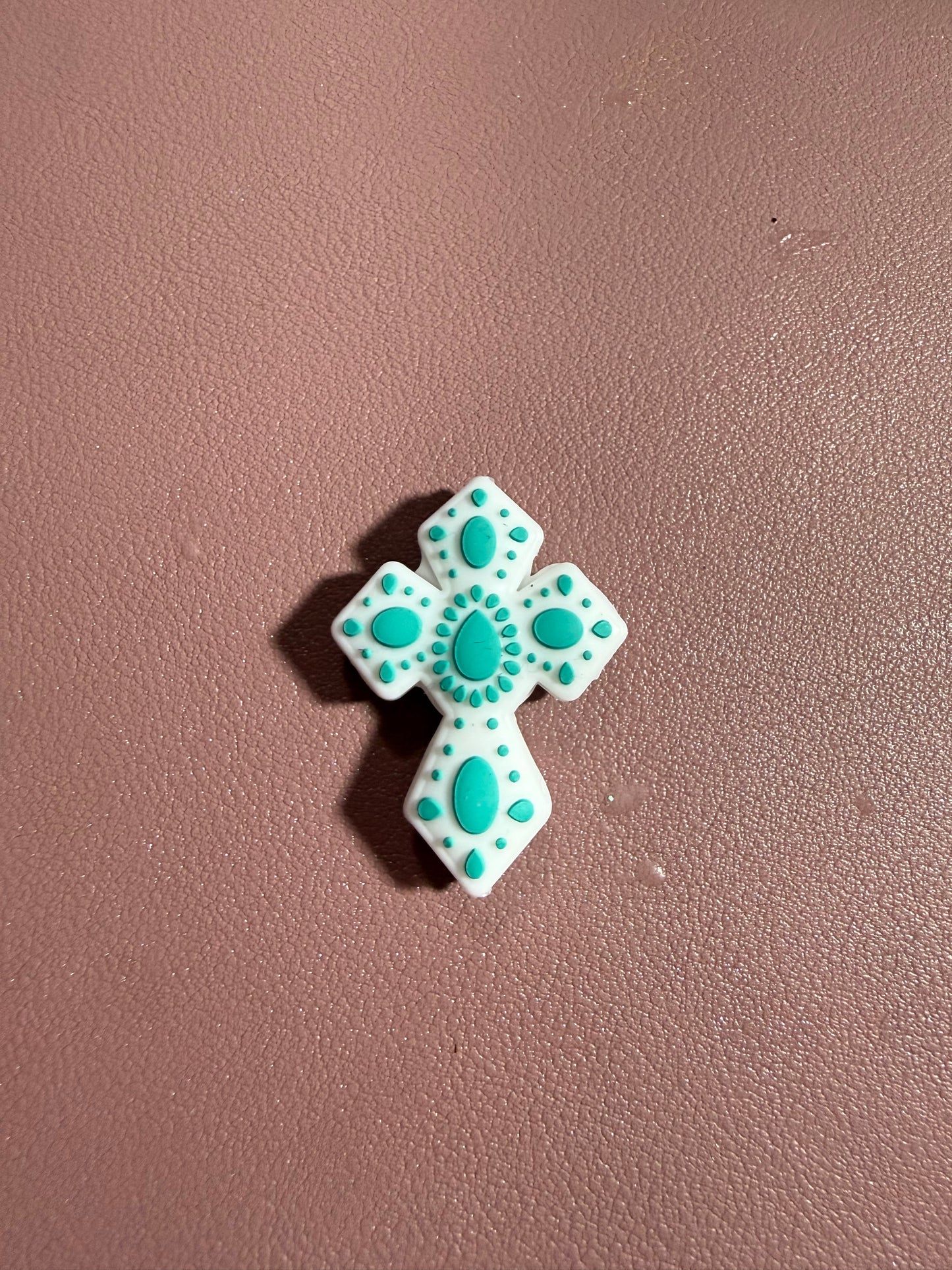 Turquoise and White Cross Focal
