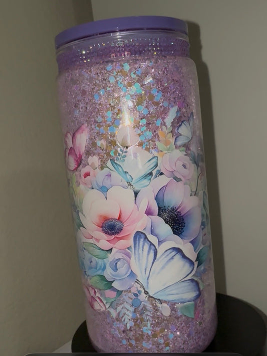 lavender butterfly floral premade cup