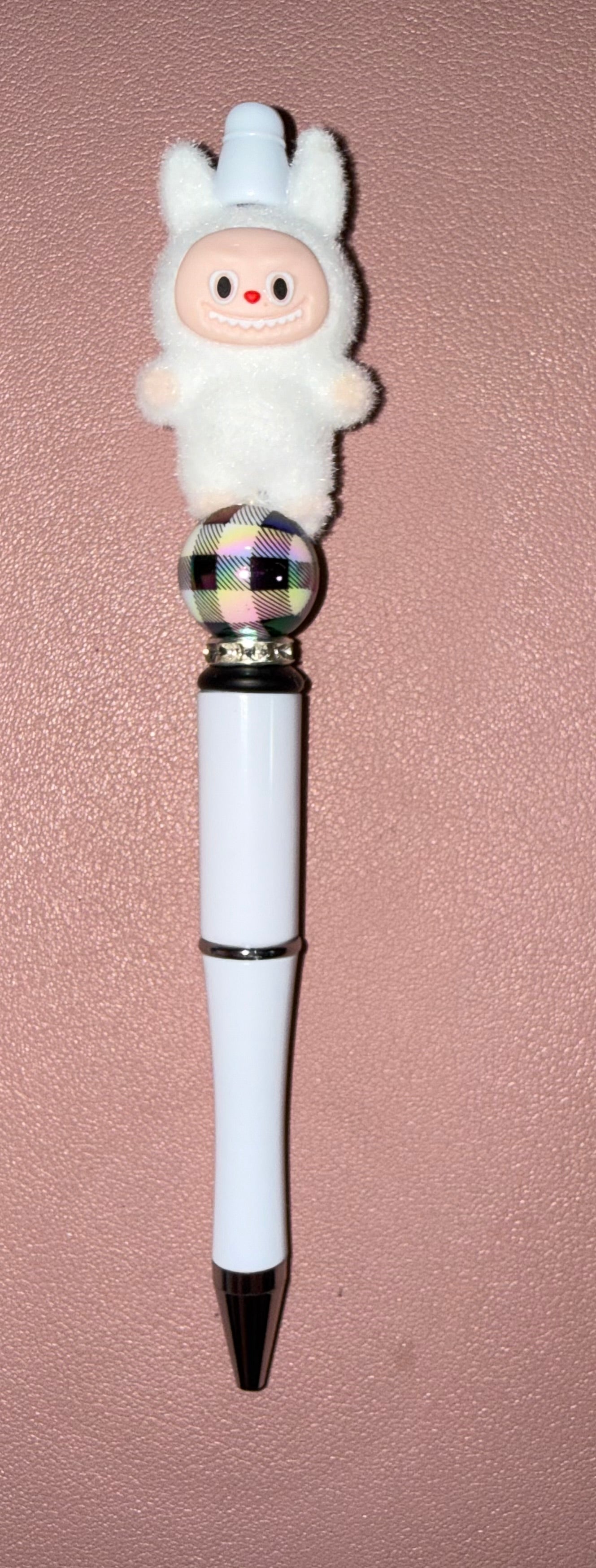 white labubu with bw ball premade pen