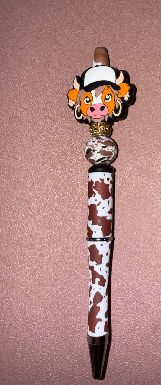 brown animal print cow hoops premade pen