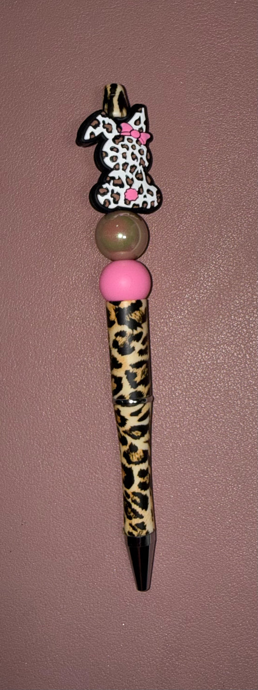 animal print bunny premade pen