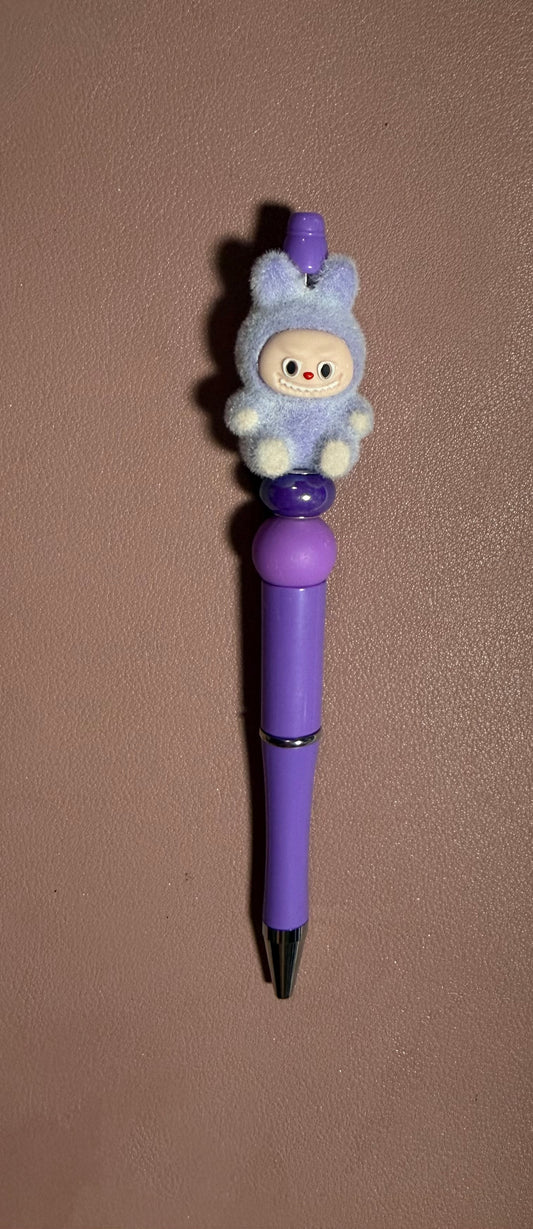 purple Labubu with dark purple bead premade pen