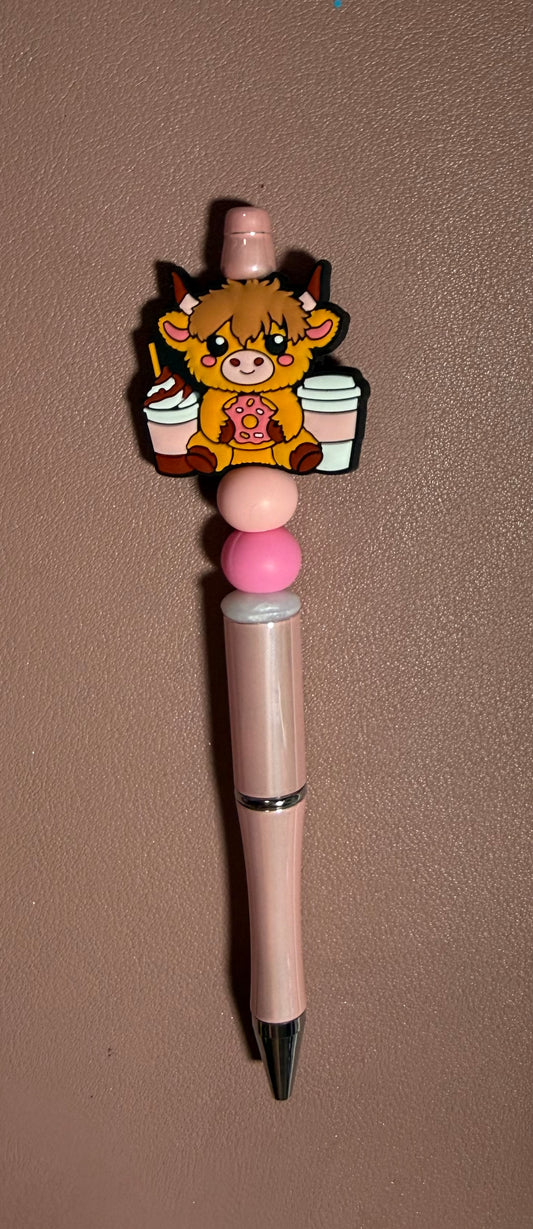 cow with coffee pink premade pen