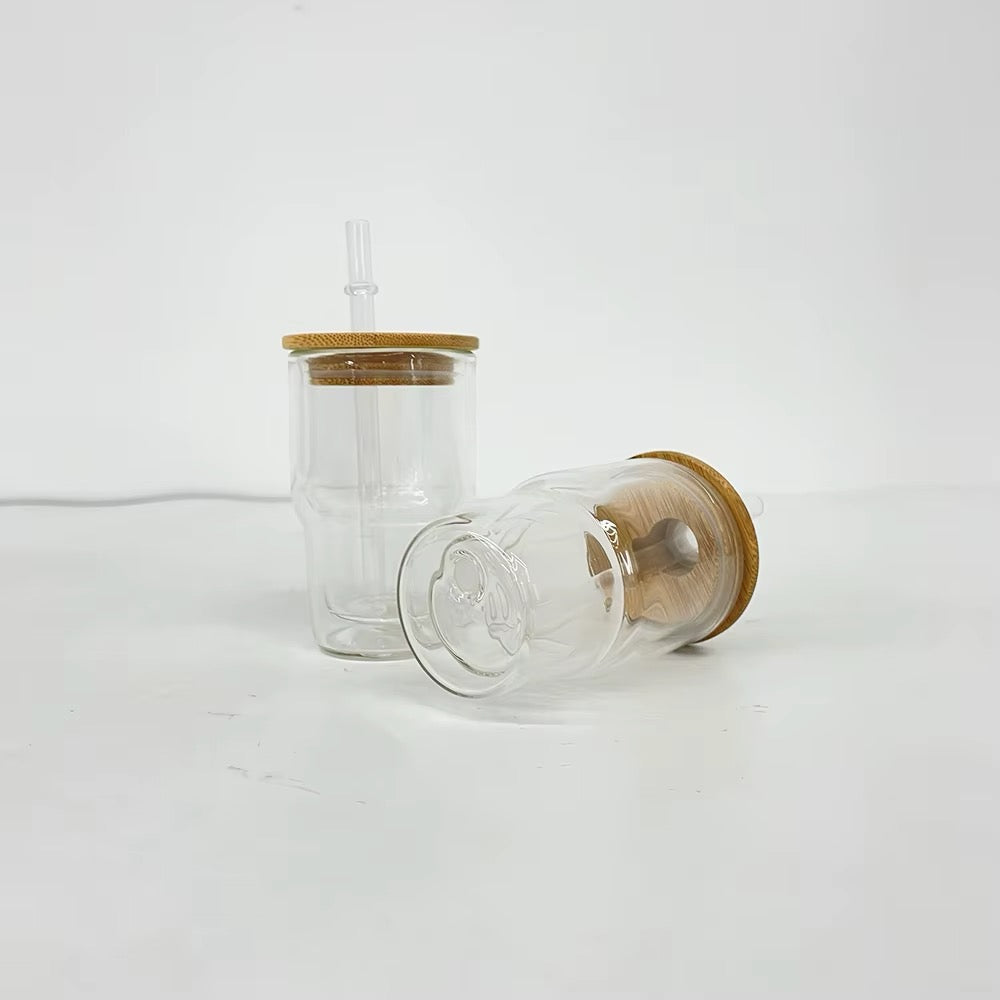 3oz Glass Shotglass With Lid And Straw