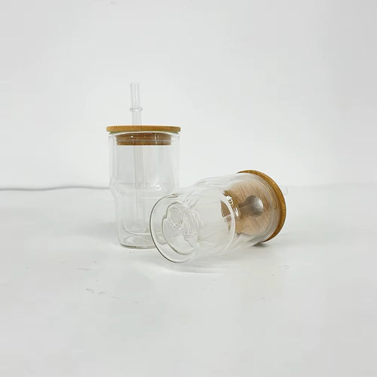 3oz Glass Shotglass With Lid And Straw